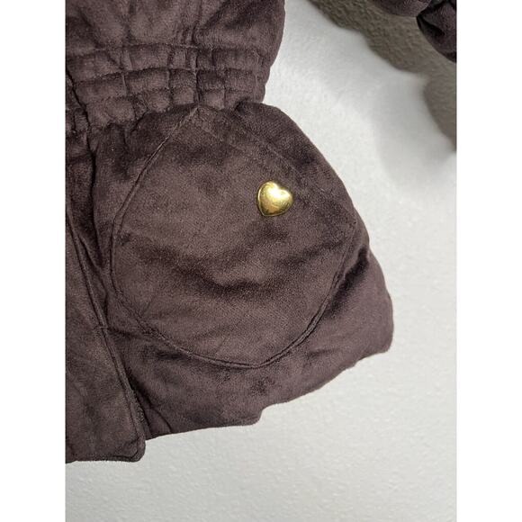 Pistachio Brown Suede Puff Faux-Fur Girls Infant Animal Print Jacket Size 2T - Picture 4 of 7